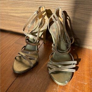 Banana Republic Gold Strapped Stilettos, Size 7 1/2